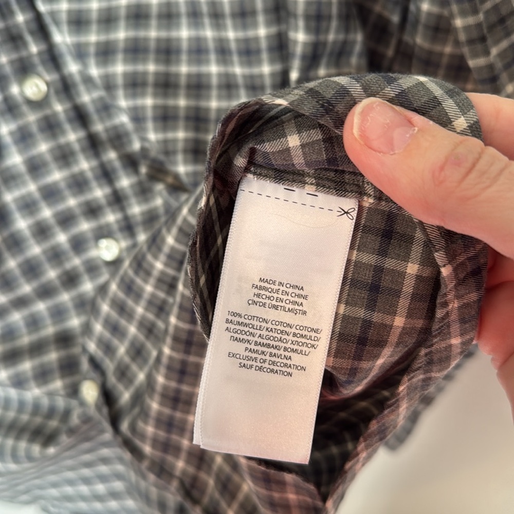 Polo Ralph Lauren Plaid Button Up Short Long Sleeve Brown Med EUC 100% Cotton - Picture 9 of 11